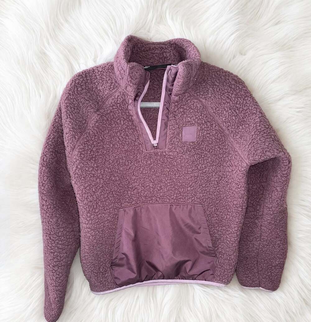 Under Armour Sherpa Fleece Pullover XS Women Mauve Purple 1/4 Zip Cozy